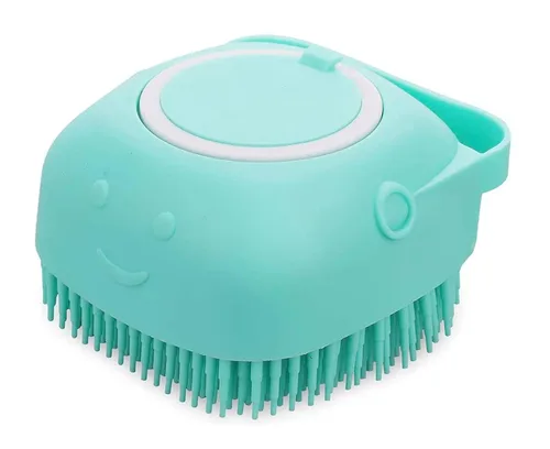 Cepillo de baño y masaje para mascotas, para cachorros, perros y gatos, suave (Azul)