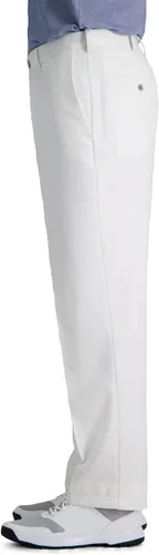Miniatura 2 de Haggar - Pantalón con parte delantera plana de cintura ampliable de ajuste clásico caqui sin plancha de alta calidad para hombre, tallas regular