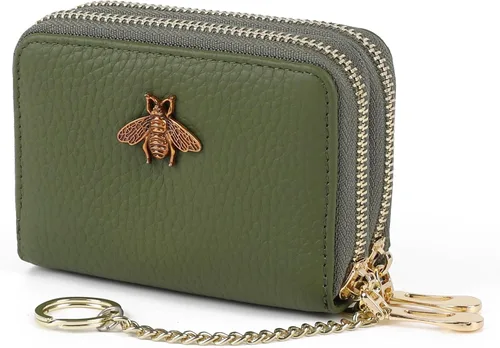 Miniatura 57 de imeetu Soporte para tarjetas de crédito RFID, cartera pequeña de cuero con cremallera para mujer