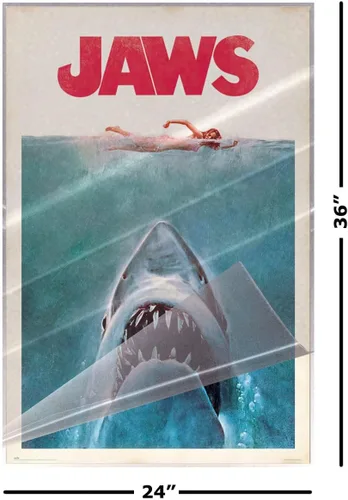 Miniatura 2 de Jaws - Póster de película (estilo regular, retro, vintage, tamaño: 24 x 36 pulgadas) (póster laminado)