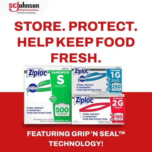 Miniatura 7 de Bolsas congeladoras SC Johnson Professional Ziploc, para organización y almacenamiento de alimentos, con doble cremallera, 2 galones, 100