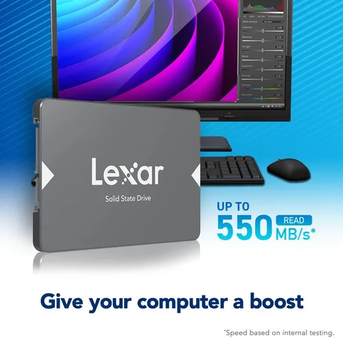 Miniatura 2 de Lexar Unidad interna de estado sólido SSD NS100 de 128 GB SATA III de 2.5 pulgadas, lectura de hasta 520 MB/s, gris (LNS100-128RBNA)