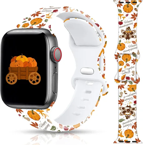 Miniatura 22 de Correa de reloj de Navidad para Halloween compatible con Apple Watch Band de 1.496 in, 1.575 in, 1.614 in, 1.654 in, 1.732 in, 1.772 in, iWatch