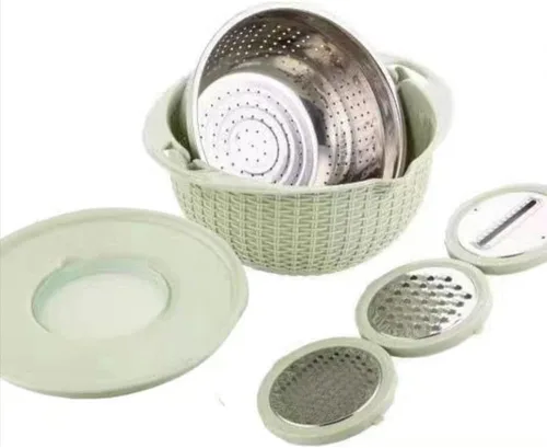 Miniatura 4 de Rallador 5 en 1, cortador de verduras, cesta de drenaje, contenedor de alimentos, ensalada, rebanador portátil de gran capacidad, herramienta