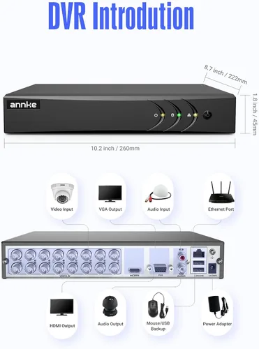 Miniatura 8 de ANNKE Grabadora de video de seguridad de 5MP Lite de 16 canales con detección de inteligencia artificial humana/vehículo y disco duro de 2 TB, DVR