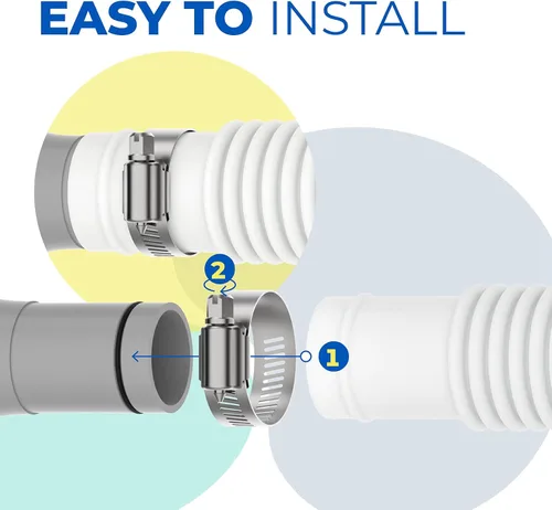 Miniatura 4 de ANTOBLE Manguera de piscina de 1.25 pulgadas y 3 pies para Intex, mangueras de repuesto de bomba de piscina, filtro de plástico blanco para piscinas