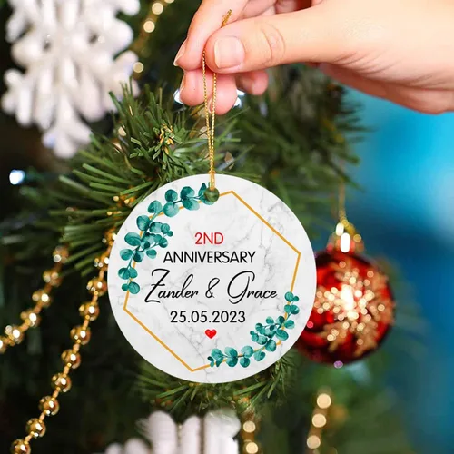 Miniatura 3 de Recuerdo personalizado para el segundo aniversario del señor y la fecha para pareja, adorno de aniversario de boda, decoración de árbol de Navidad