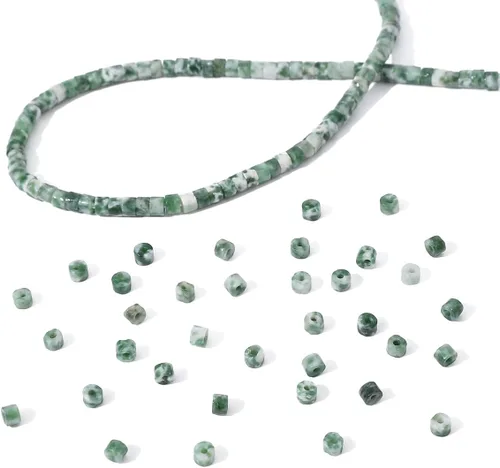 Miniatura 6 de BEADIA Cuentas de jade africano natural en cilindro corto 2x3mm 155 piezas Tubo cuentas sueltas semipreciosas para hacer joyas Diseño