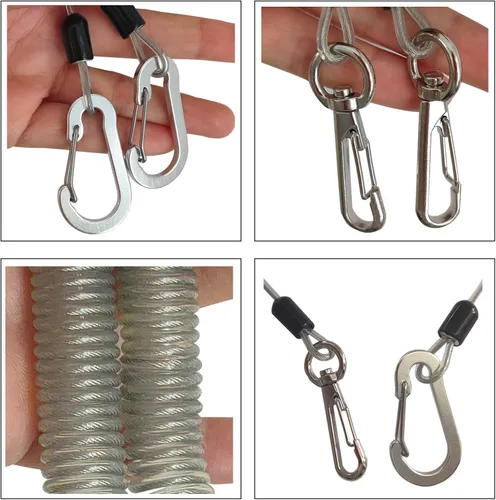 Miniatura 2 de Fishing Lanyard, Heavy Duty Coiled Lanyards Stainless Steel Wire Inside, Safety Rope Extension Cord Tether Retractable Fishing Accessories for Rods