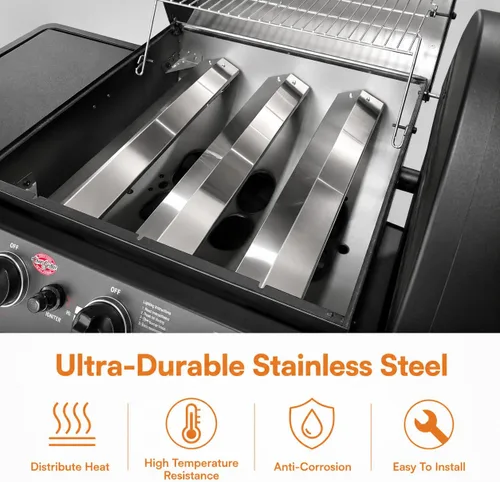 Miniatura 3 de Hisencn Piezas de repuesto para parrilla Chargriller 5050, 3001, 5650, 3008, 3030, 4000, King Griller 5252, tubo de quemador de acero inoxidable