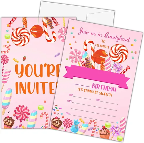 Miniatura 19 de Invitaciones de primer cumpleaños de pesca con sobres, 20 piezas de invitaciones para fiesta de cumpleaños de niños con texto en inglés «Our Little