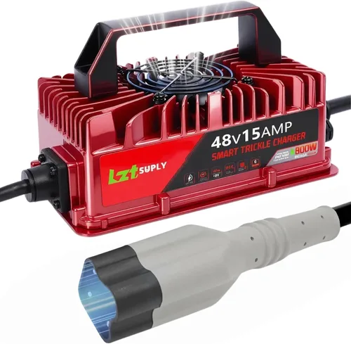 Cargador de batería para carrito de golf de 48 V y 15 amperios para Yamaha G29 con enchufe de hoja de 3 pines mejorado, cargador inteligente
