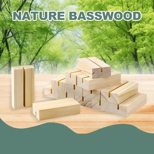 Miniatura 3 de 15 soportes de madera para tarjetas de lugar de madera, soportes de números de mesa de madera, soporte para fotos, soportes acrílicos