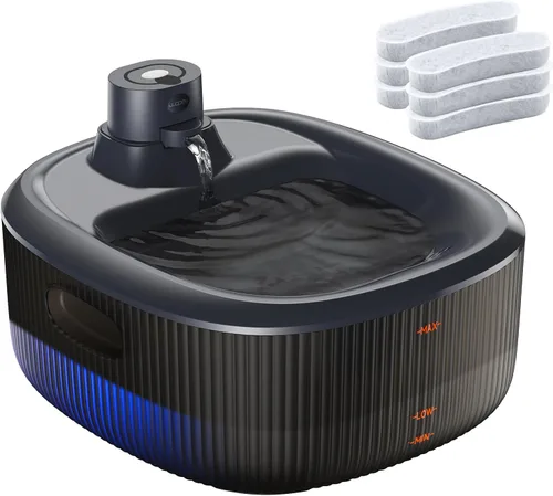 Miniatura 10 de WOPET Fuente de agua para perros grandes, fuente automática de agua para perros y gatos, dispensador de agua para mascotas con 2 filtros, bomba