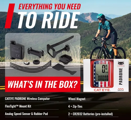 Miniatura 9 de CATEYE Computadora Inalámbrica para Bicicleta Padrone – Ciclocomputadora con Pantalla de Gran Tamaño, Velocímetro y Odómetro Inalámbricos, Montaje