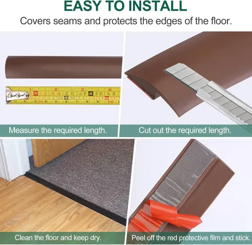 Miniatura 5 de uxcell Tira de borde de suelo autoadhesiva, tira de transición de alfombra a azulejos, adecuada para bordes laminados de puerta de altura inferior a