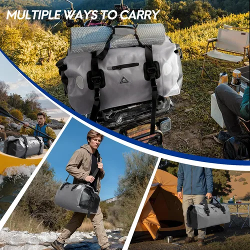 Miniatura 6 de Haimont Bolsa de lona impermeable con correas de fijación rápida para motociclismo, rafting, canotaje, SUP, kayak, viajes, 50L/70L