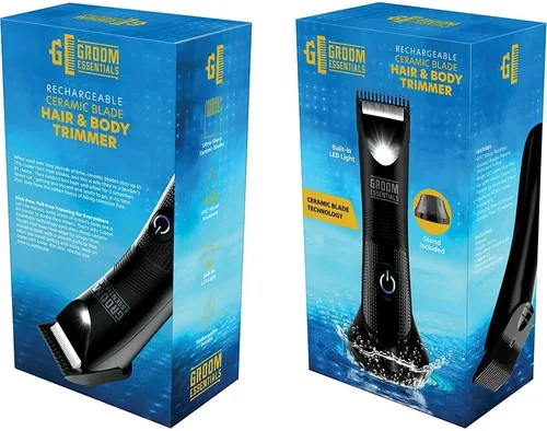 Miniatura 8 de Groom Essentials - Cortadora de pelo recargable, afeitadora de pelo corporal con cuchillas de cerámica, guía de corte ajustable de 3 ajustes