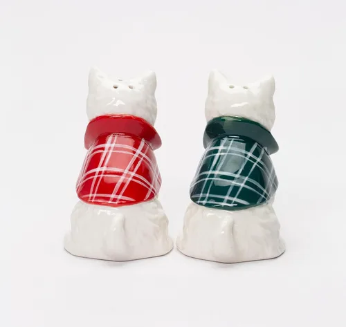 Miniatura 6 de Juego de salero y pimentero para perros Westie West Highland Terrier de porcelana fina, 3-3/8 pulgadas de alto