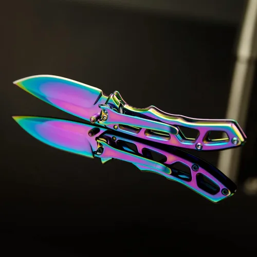 Miniatura 9 de Dispatch Cuchillo de bolsillo plegable con hoja y mango de titanio de color de acero inoxidable 8cr, bloqueo de seguridad integrado para militares