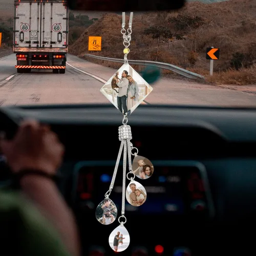 Miniatura 3 de AIFLM Adornos Personalizados de Foto de Cristal para Colgar en Coche Adornos Personalizados Estéticos para Espejo Adornos Personalizados