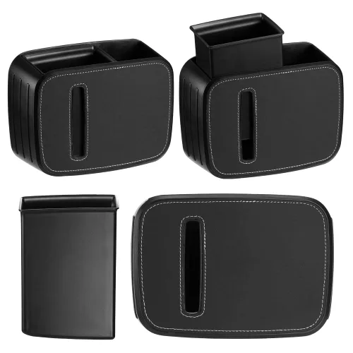 Miniatura 6 de JSCARLIFE Organizador de asiento delantero para automóvil con basura, cubo de basura desmontable para automóvil con caja de pañuelos y caja