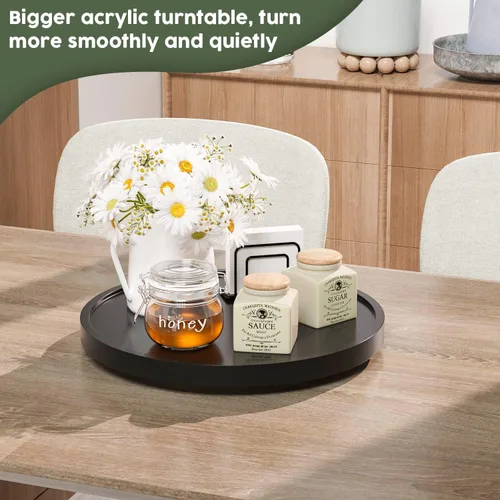 Miniatura 3 de Tocadiscos Lazy Susan para mesa, organizador giratorio antideslizante de 12 pulgadas de bambú para sal, pimienta, especias y aceite de oliva al lado
