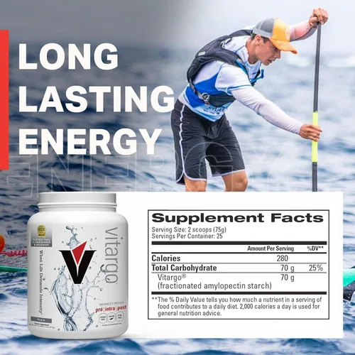 Miniatura 6 de Vitargo Polvo de Carbohidratos, 2 Veces Más Rápido de Absorber, 2 KG Natural, Pre, Intra y Post, Polvo de Carbohidratos Complejos Sin Azúcar