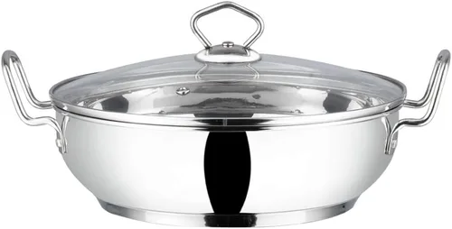 Vinod Kadhai de acero inoxidable con tapa de vidrio – Apto para inducción (7.1 in/7 pulgadas) – 1.5 litros (1.7 cuartos de galón) – 6 tazas – Tamaño