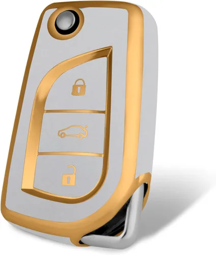 Miniatura 8 de Compatible con funda para llavero Toyota con patrón dorado, TPU suave, protección de 360 grados, para llave inteligente Fortuner Tundra Camry RAV4