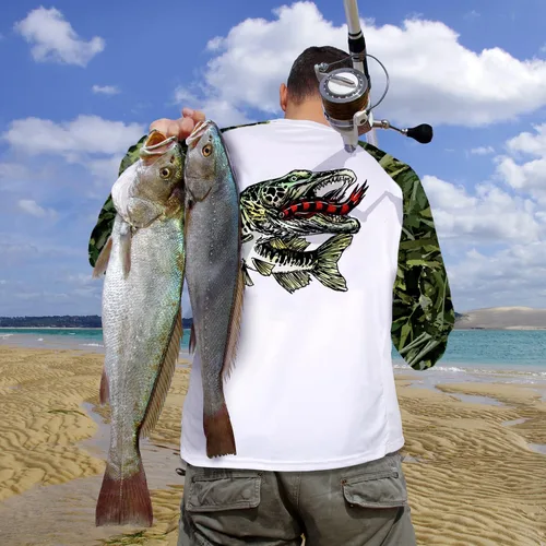 Miniatura 19 de Palmyth - Camiseta de pesca para hombre, con manga larga, protección solar ultravioleta FPU 50+, con bolsillo