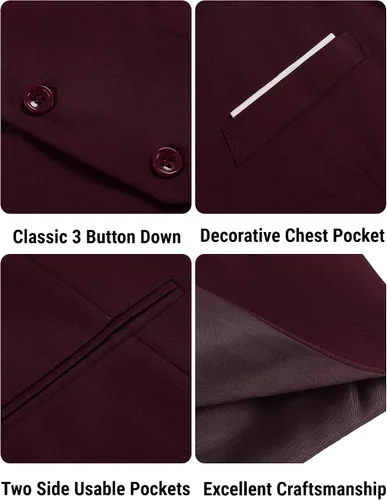 Miniatura 5 de COOFANDY - Chalecos de traje casuales con cuello en V, sin mangas, entallados, para hombre