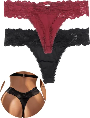 Miniatura 72 de ohyeah Tangas sexy de encaje tangas bragas de tiro bajo ropa interior para mujer de algodón entrepierna braga tangas bragas 4-18