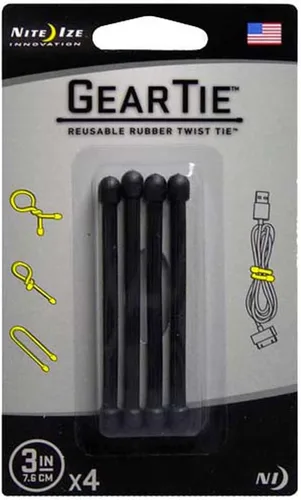 Miniatura 10 de Nite Ize GT3-4PK-33 Ligadura de goma original, reutilizable, ligadura de goma retorcible de 3 pulgadas, amarillo neón, paquete de 4, fabricado