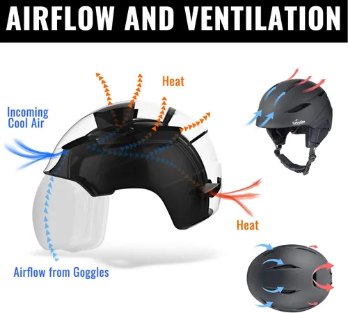 Miniatura 3 de Casco de esquí - Compatible con audio y ligero, estándar ASTM para hombres, mujeres y jóvenes Negro mate