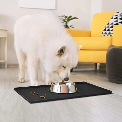 Miniatura 7 de Mantel individual de silicona para cuencos para comer para perros y gatos, impermeable, antideslizante. Tamaño: (18.5 x 11.5 pulgadas) borde elevado