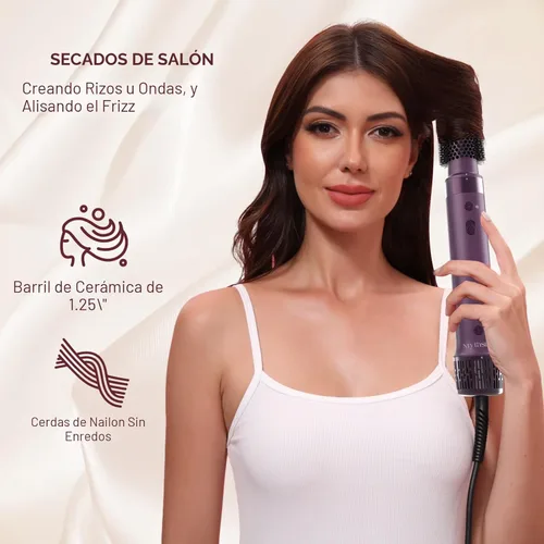 Miniatura 7 de Mythsight StyleVibe 6-en-1 estilista de aire, secador de pelo y cepillo secador de pelo con estuche de viaje - Rulos de enrollado automático (L/R)