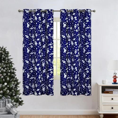 Miniatura 8 de Central Park Cortinas de ventana con filtro de luz para dormitorio de niños, cuarto de bebé, temática de planeta espacial, 63 pulgadas de largo
