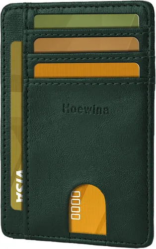 Miniatura 18 de Hoewina Cartera delgada para hombre, bolsillo frontal minimalista con bloqueo RFID, billetera de cuero delgada para tarjetas de viaje, regalos