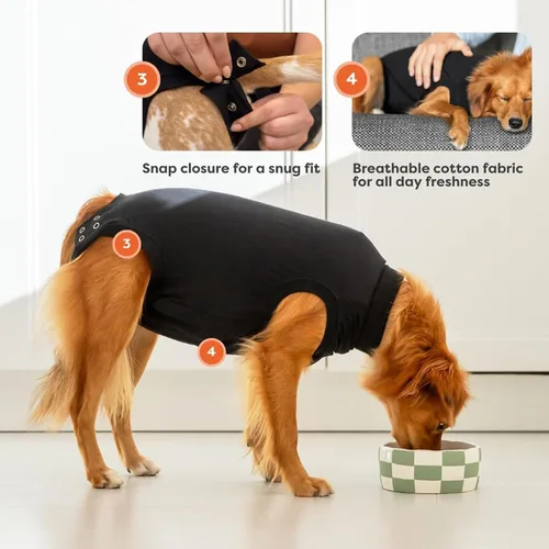 Miniatura 5 de Traje de recuperación Suitical para perros, de color negro, XXS, Negro
