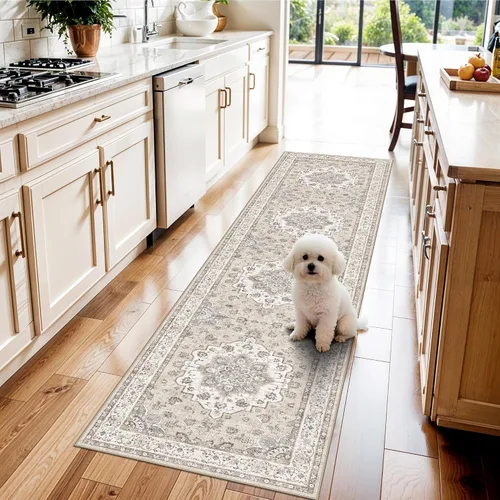 Miniatura 26 de Alfombra lavable de 2 x 3 pies para entrada: alfombras vintage con respaldo antideslizante para cocina, baño, alfombra resistente al agua