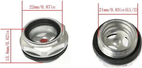 Miniatura 3 de RLECS 4 piezas de vidrio de vista para compresor de aire, tanque de bomba de caja de cambios (1/2 pulgada NPT), aleación de aluminio hexagonal