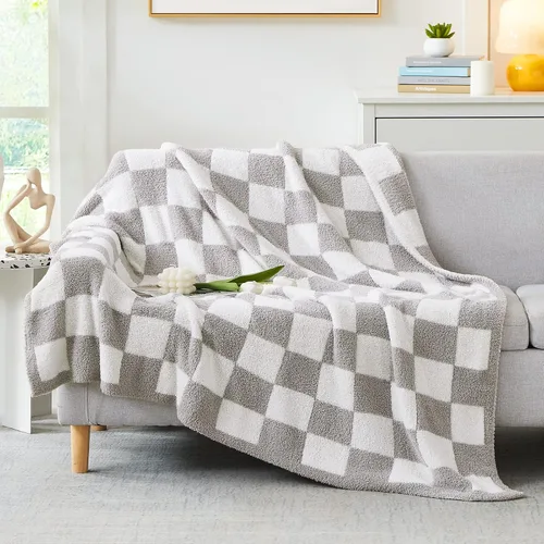 Miniatura 53 de WRENGONGE - Manta a rayas de color caqui, suave, acogedora, mullida, cálida, para sillón, sofá, cama o viajes, ligera, 50 x 70 pulgadas, regalo