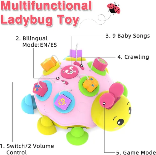 Miniatura 2 de Juguetes de gateo para bebés de 6-12 meses, juguete musical de mariquita gateadora para bebés de 0-3-6 7 8 9 10 12-18 meses, juguetes educativos