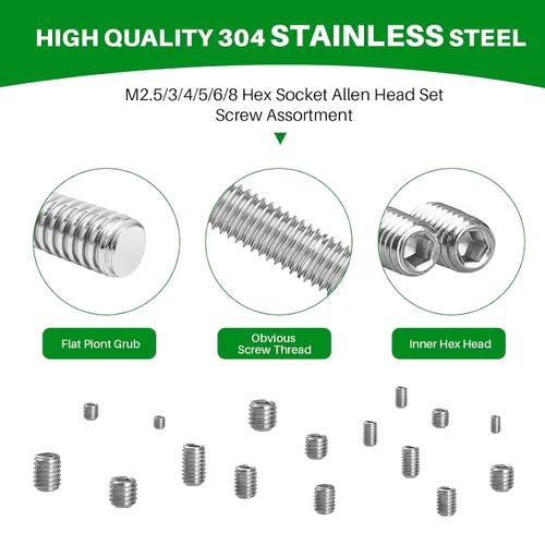 Miniatura 3 de 360PCS Tornillo de cabeza Allen hexagonal M2.5/M3/M4/M5/M6/M8