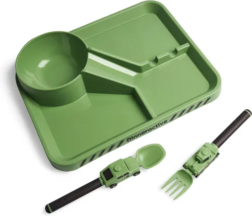 Miniatura 10 de Juego de vajilla Dinneractive para niños - 3 piezas de vajilla verde de dinosaurios - Utensilios de dinosaurios - Platos para niños pequeños