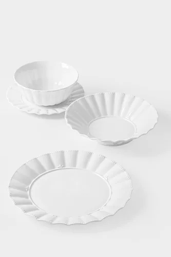 Miniatura 9 de HOMBENE Juego de vajilla, 12 piezas de platos y tazones para 4, juego de vajilla moderno de cerámica para fiesta, juego de vajilla de porcelana