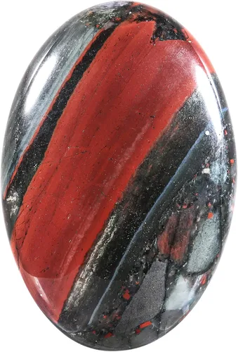 Rockcloud Piedra de sangre pulida de África, piedra de palma ovalada para aliviar la ansiedad, el estrés, decoración de mesa de oficina en casa
