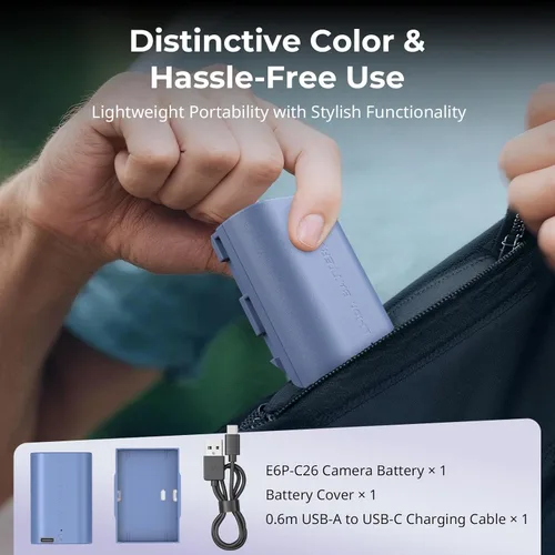 Miniatura 7 de SMALLRIG Batería LP-E6P, batería USB-C de 2520 mAh para Canon EOS R6V, R6 Mark III/II, R5 Mark II, C50, R5, R6, R7, 5D Mark II, 5D Mark Azul