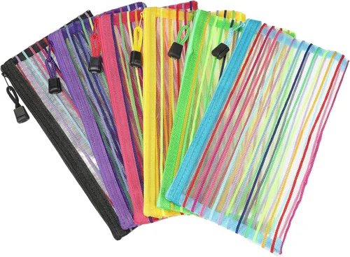 MECCANIXITY Bolsas de malla con cremallera, estuche colorido B6 para lápices de documentos, organizador de almacenamiento para suministros de